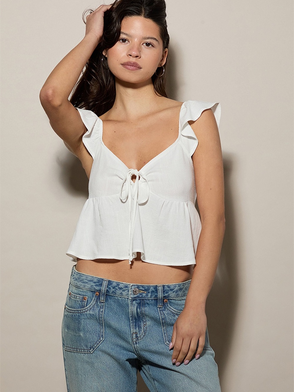 PacSun White Floral Babydoll top
